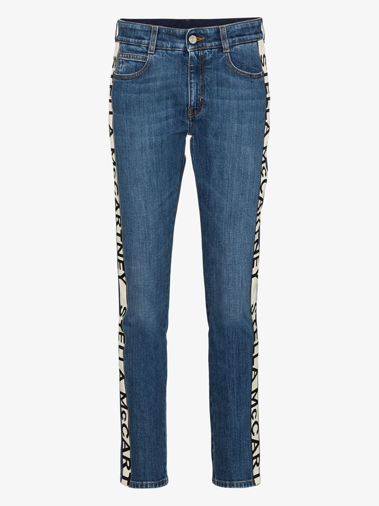 Logo Stripe Cropped Eco Jeans
