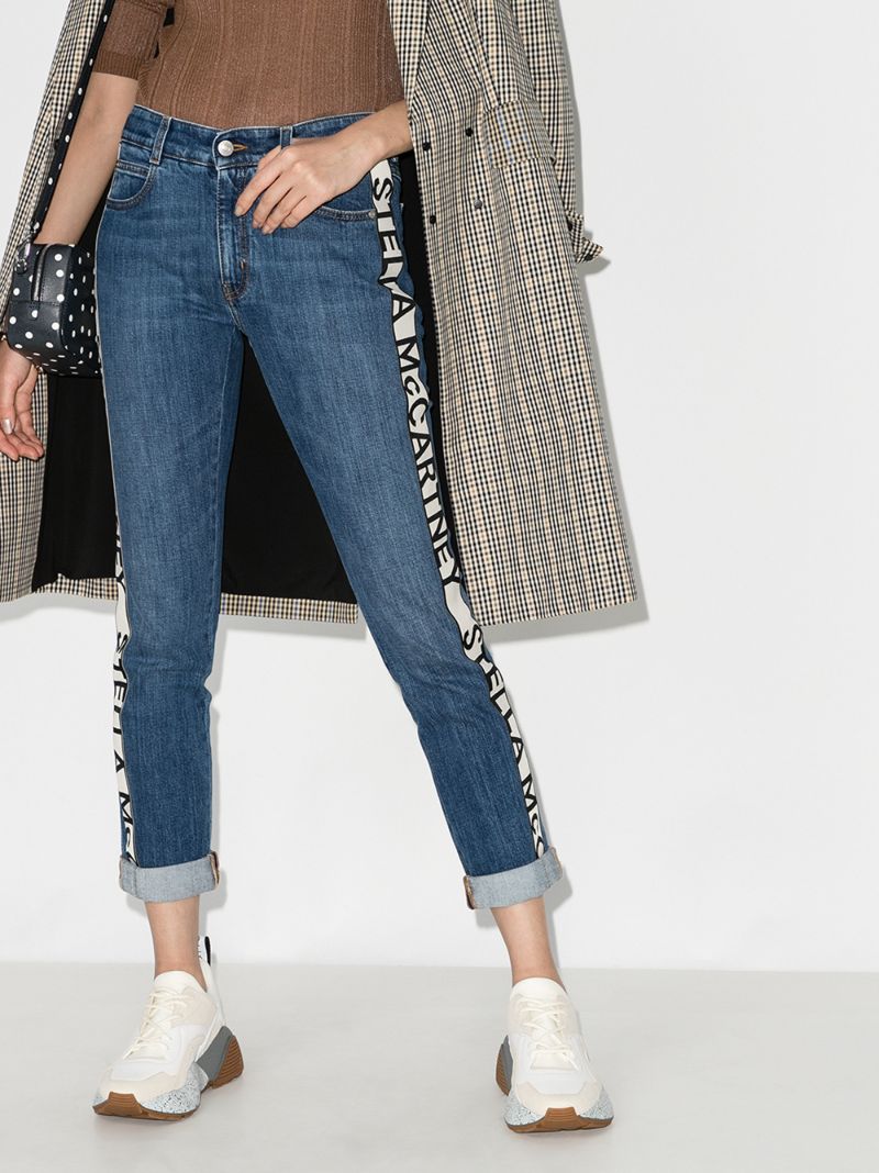 Logo Stripe Cropped Eco Jeans