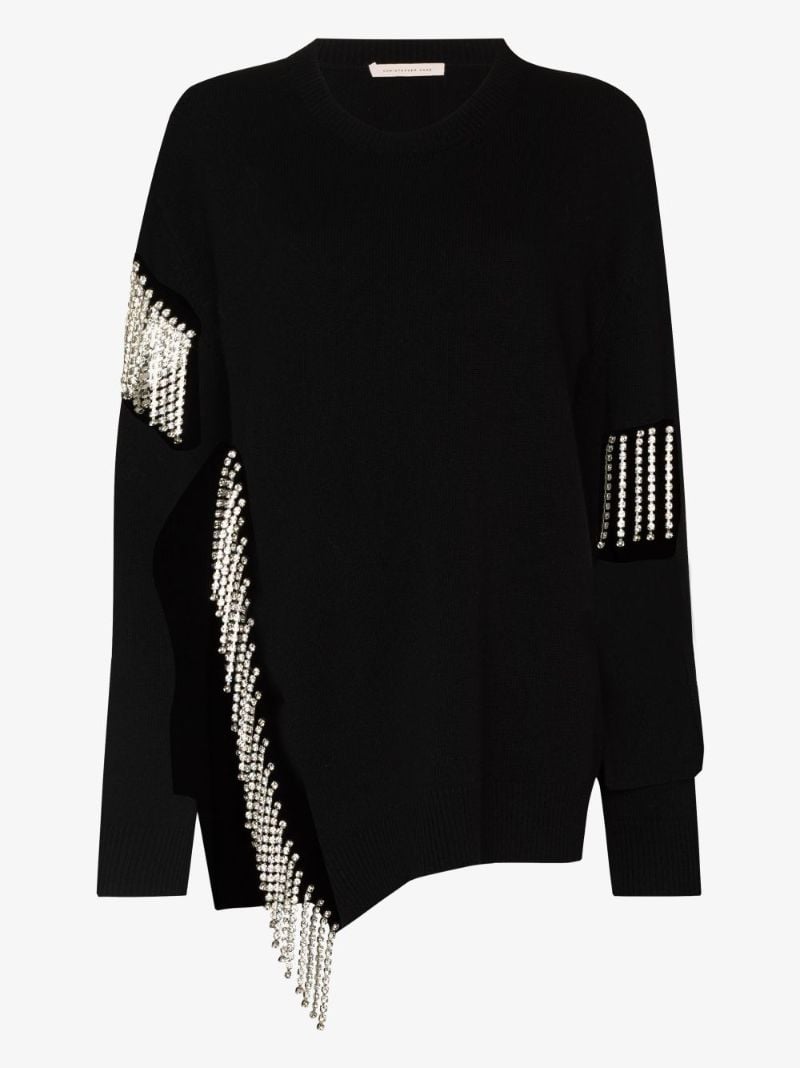 Embellished Cutout Wool Sweater