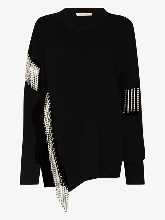 Embellished Cutout Wool Sweater