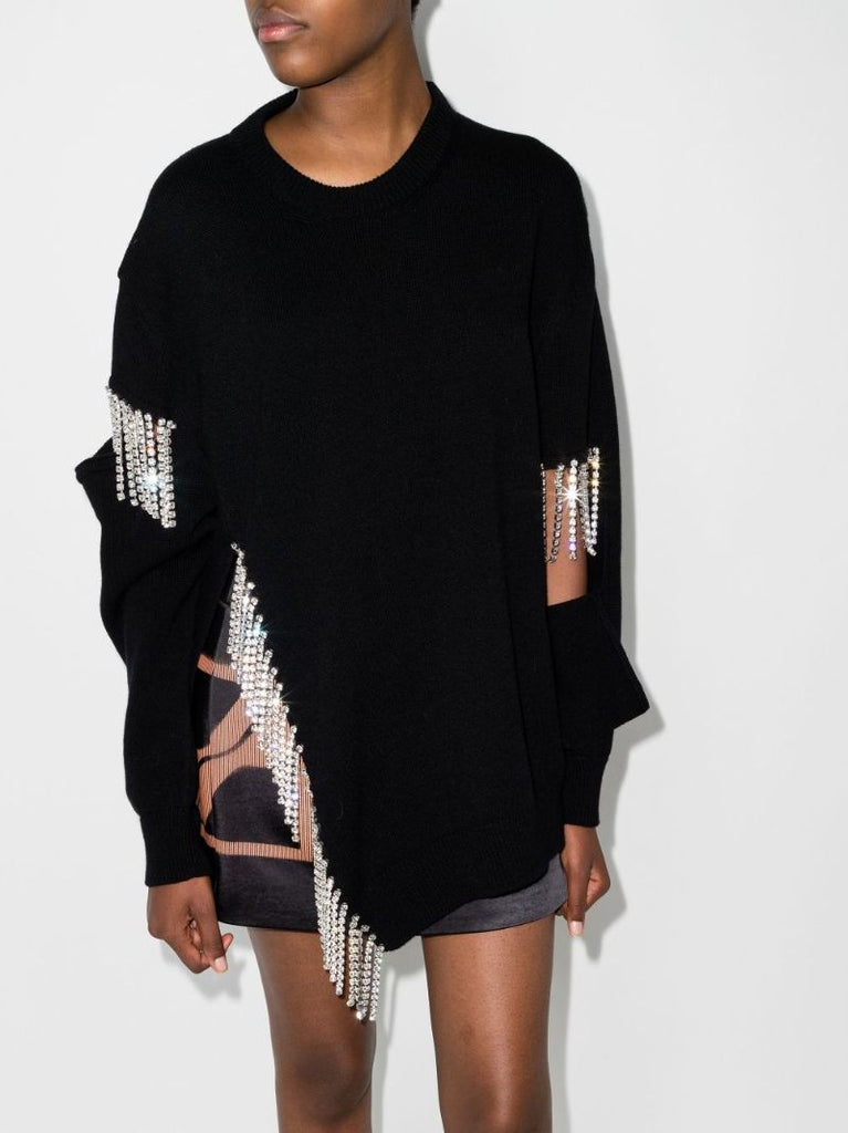 Embellished Cutout Wool Sweater