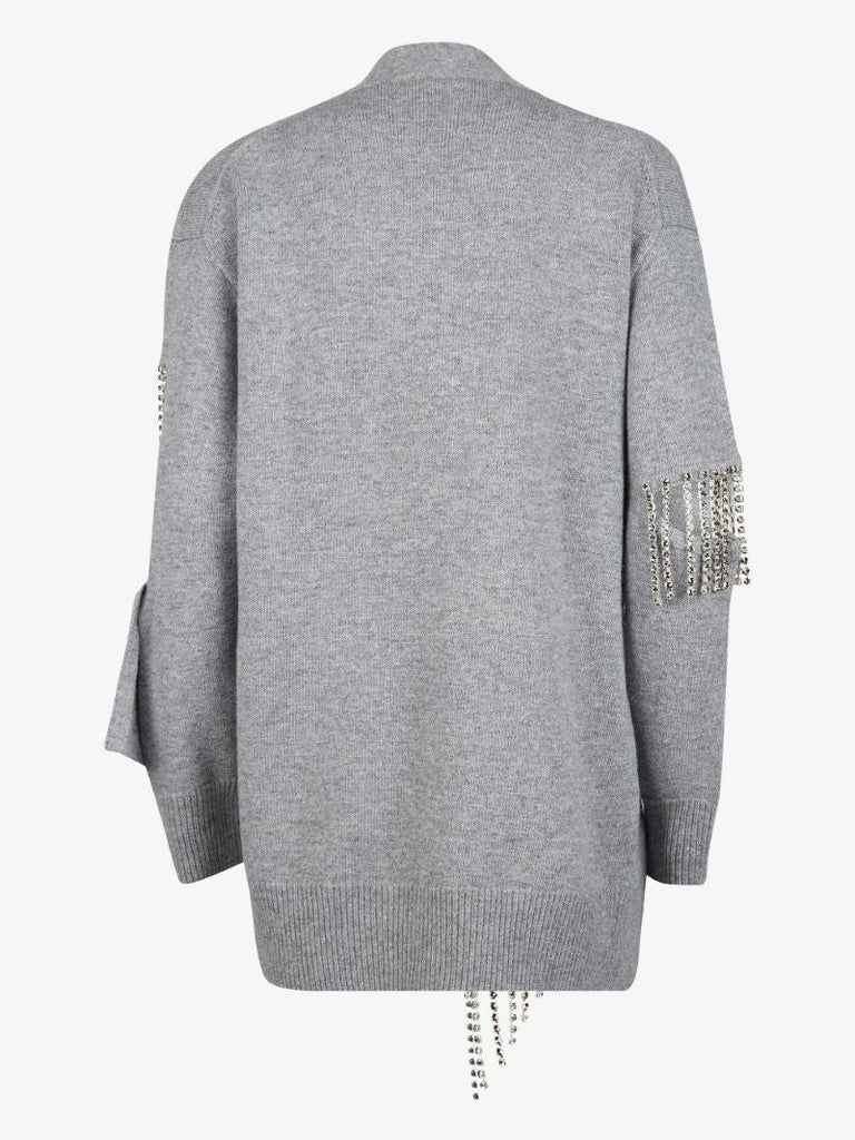 Crystal Trim Wool Cardigan