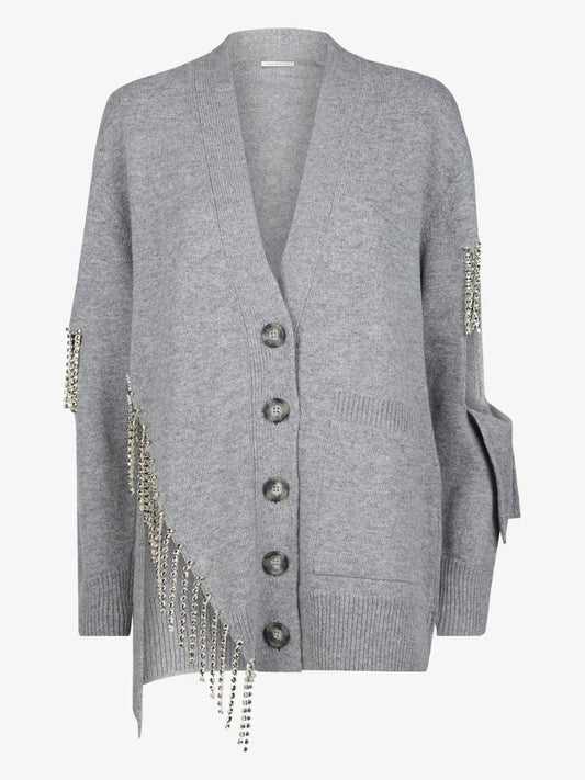 Crystal Trim Wool Cardigan