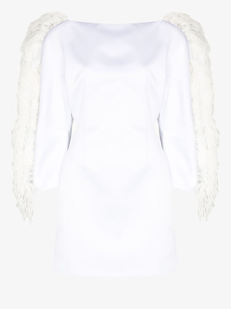 Feather-trim Mini Dress
