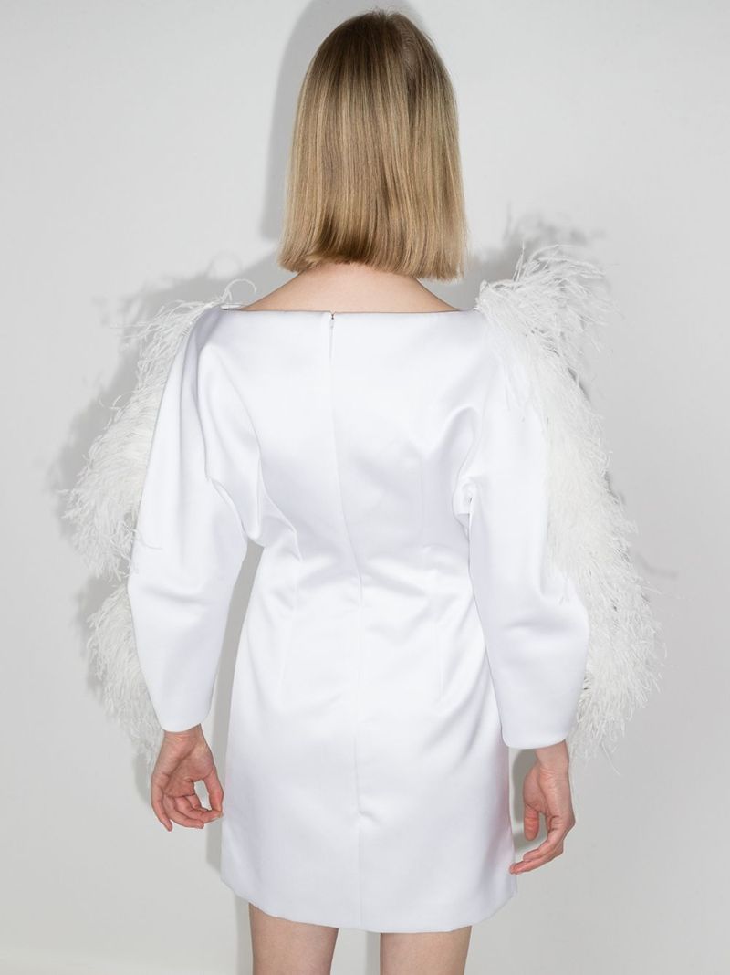 Feather-trim Mini Dress