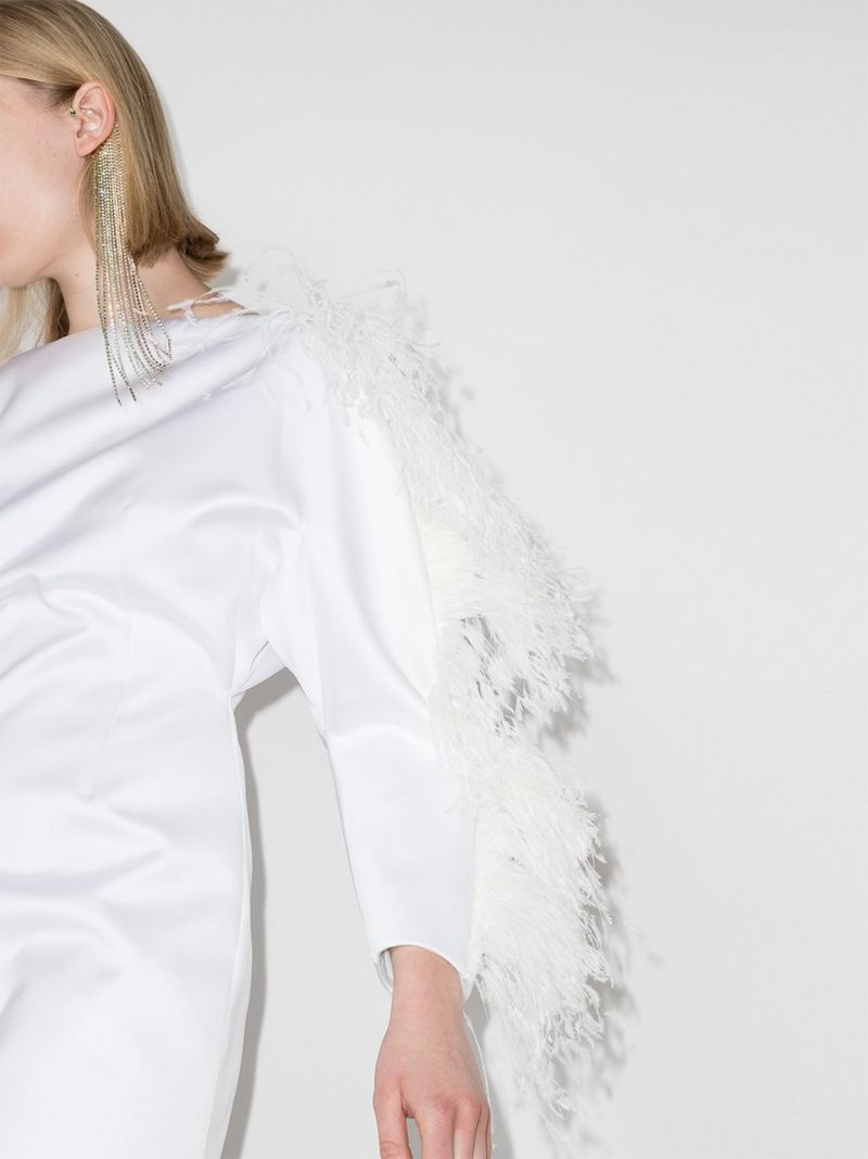 Feather-trim Mini Dress