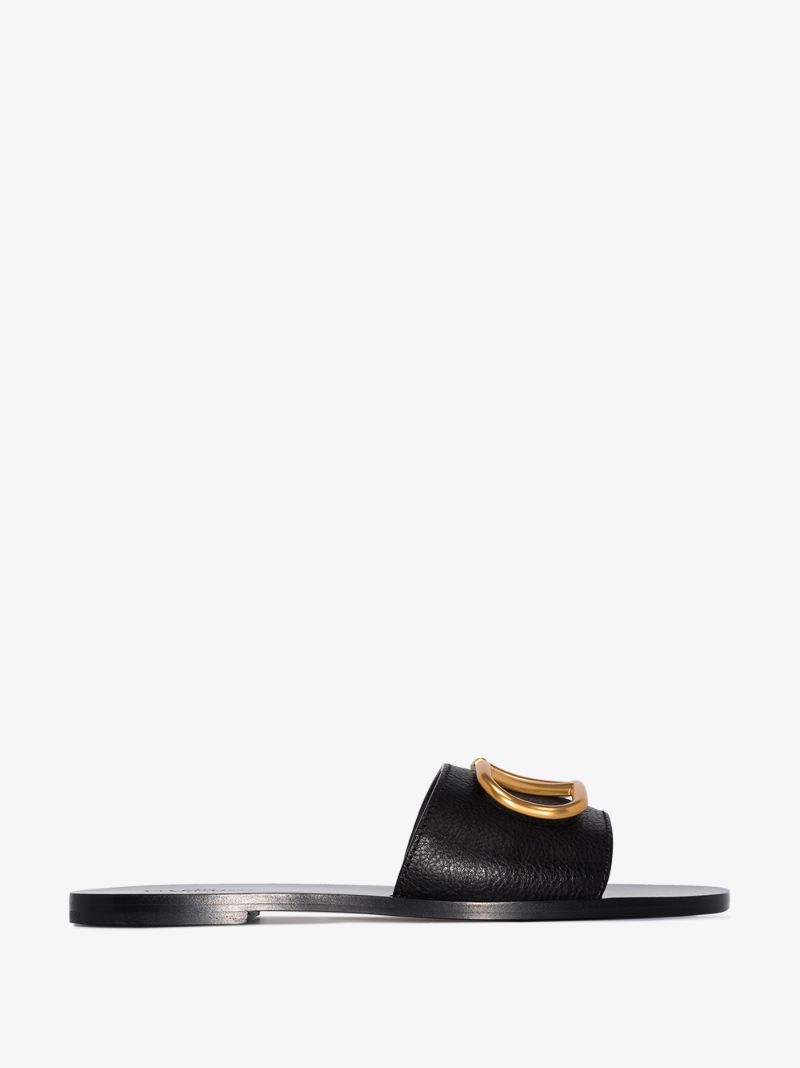 Black Vlogo Leather Sandals