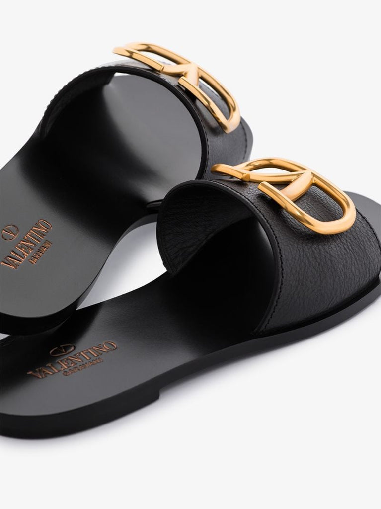 Black Vlogo Leather Sandals