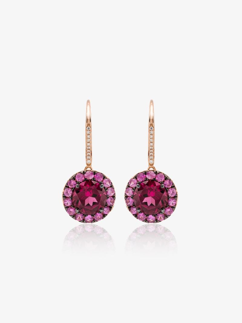 18k Rose Gold Sapphire Diamond Earrings