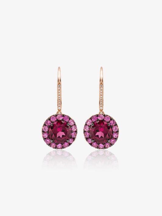 18k Rose Gold Sapphire Diamond Earrings