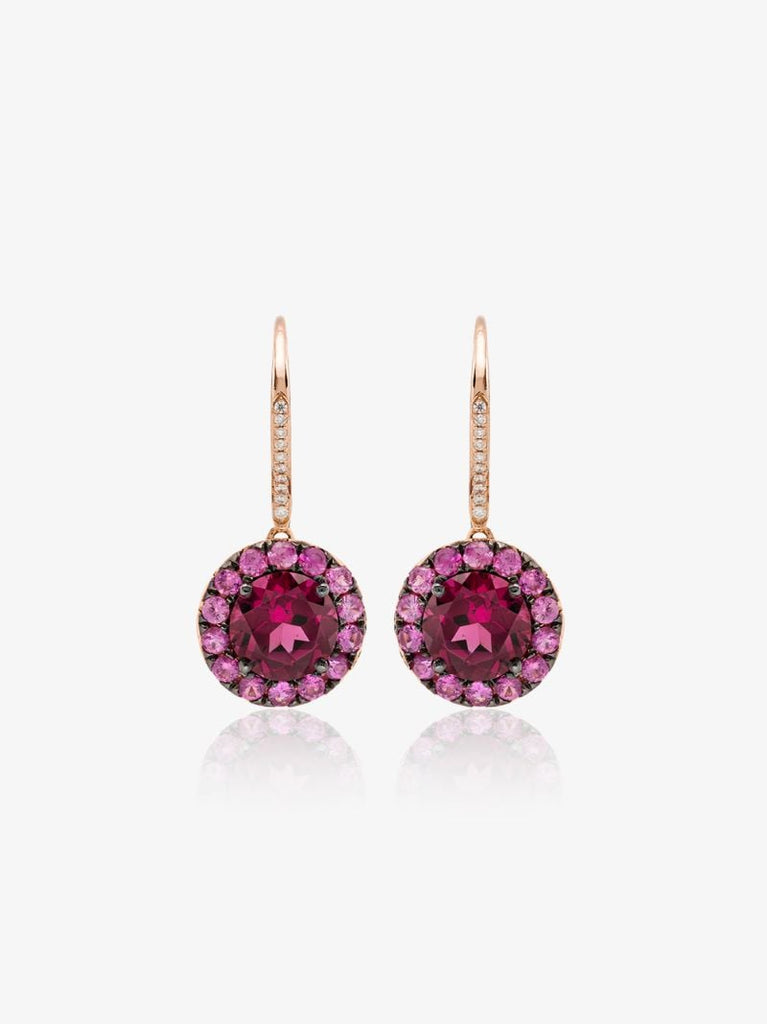 18k Rose Gold Sapphire Diamond Earrings