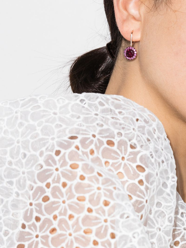 18k Rose Gold Sapphire Diamond Earrings
