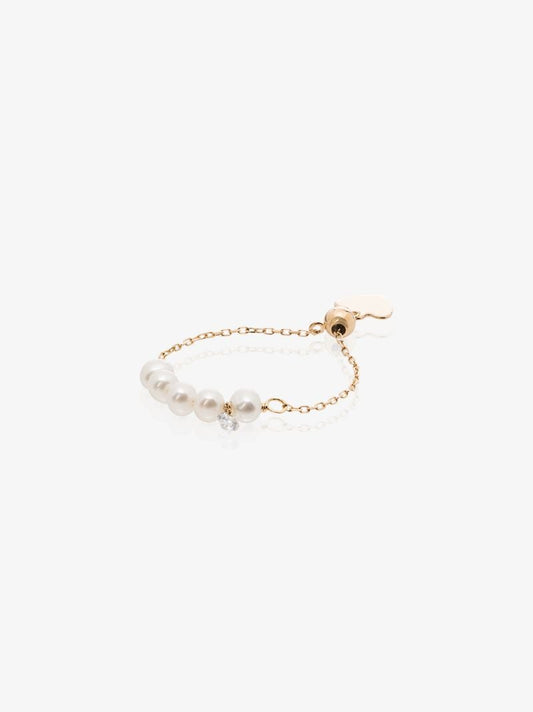 18k Yellow Gold Pearl Diamond Ring