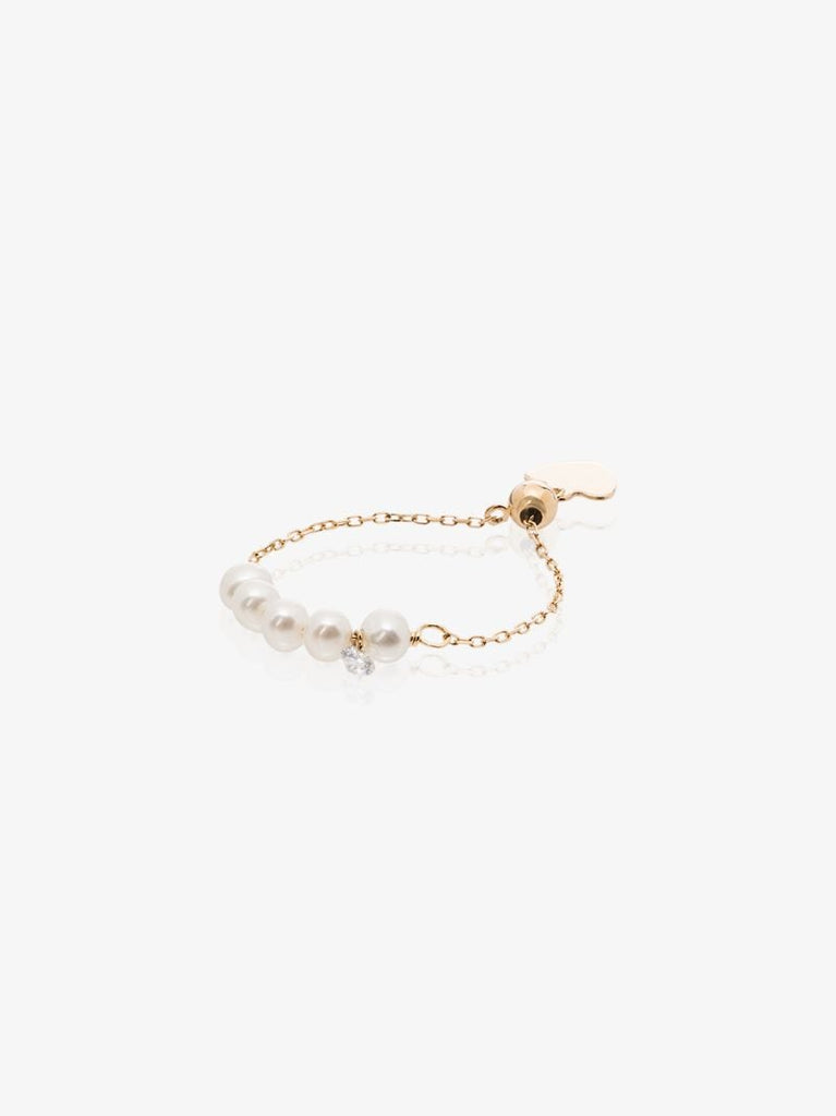 18k Yellow Gold Pearl Diamond Ring
