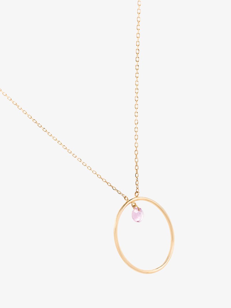 18k Yellow Gold Pink Sapphire Necklace