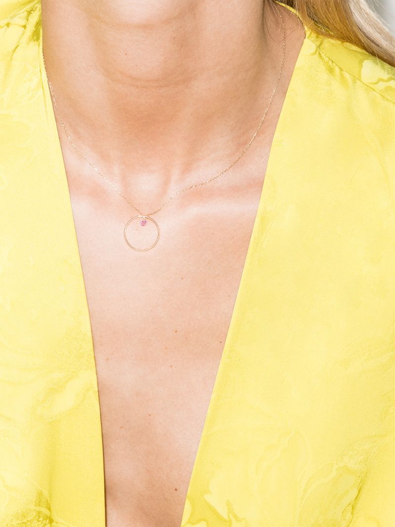 18k Yellow Gold Pink Sapphire Necklace