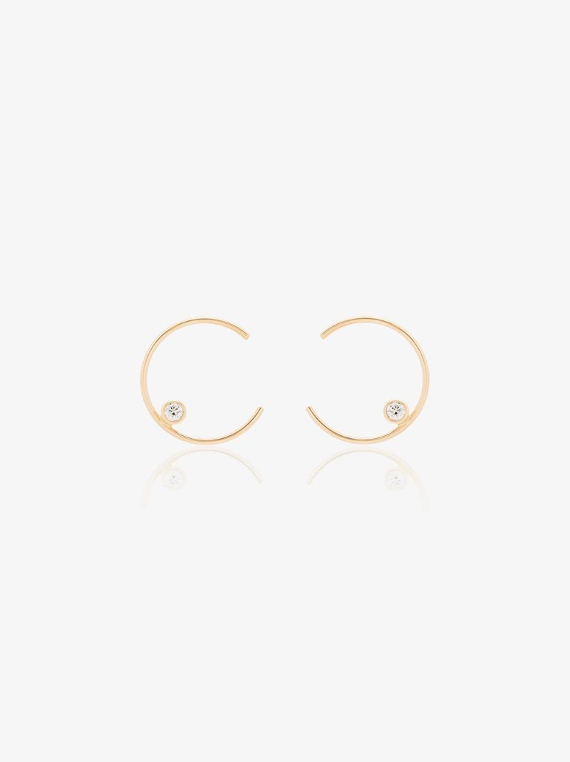 18k Yellow Gold Diamond Hoop Earrings