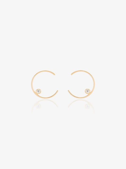 18k Yellow Gold Diamond Hoop Earrings