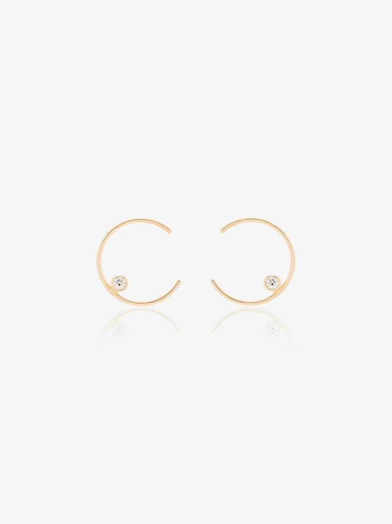 18k Yellow Gold Diamond Hoop Earrings