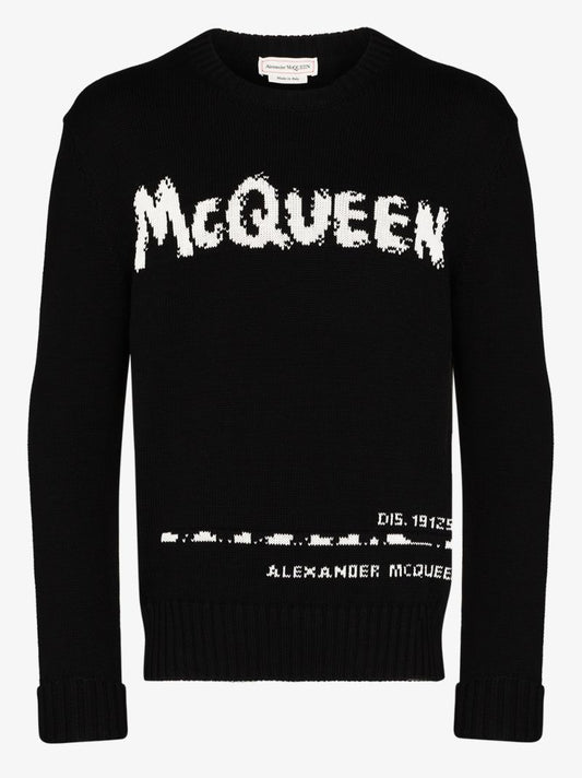 Pixel Knit Graffiti Logo Sweater
