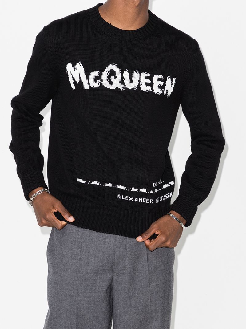 Pixel Knit Graffiti Logo Sweater