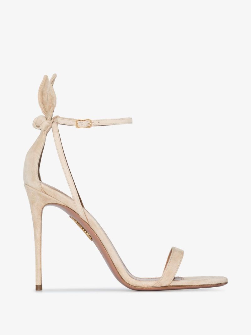 Neutral Bow Tie 105 Suede Sandals