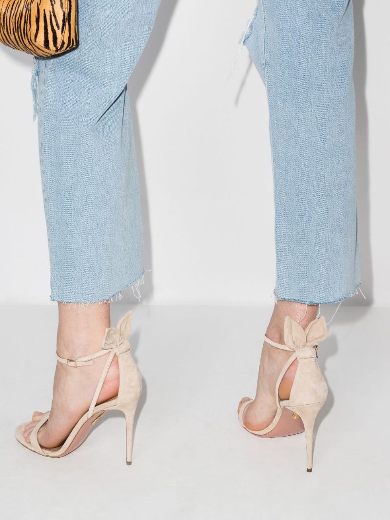 Neutral Bow Tie 105 Suede Sandals