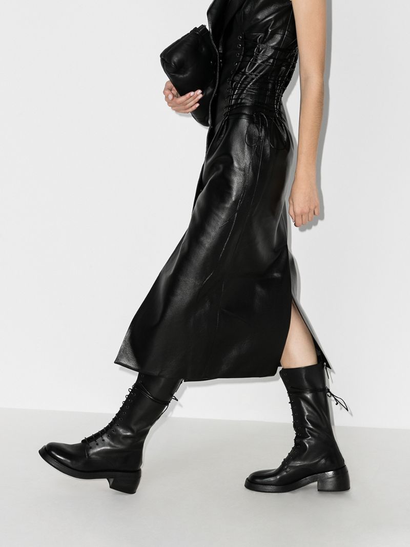 Black Leather Lace-up Boots