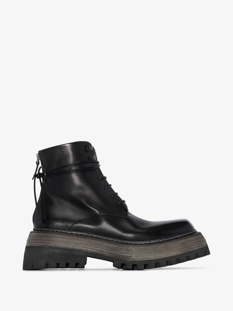Black Leather Combat Boots