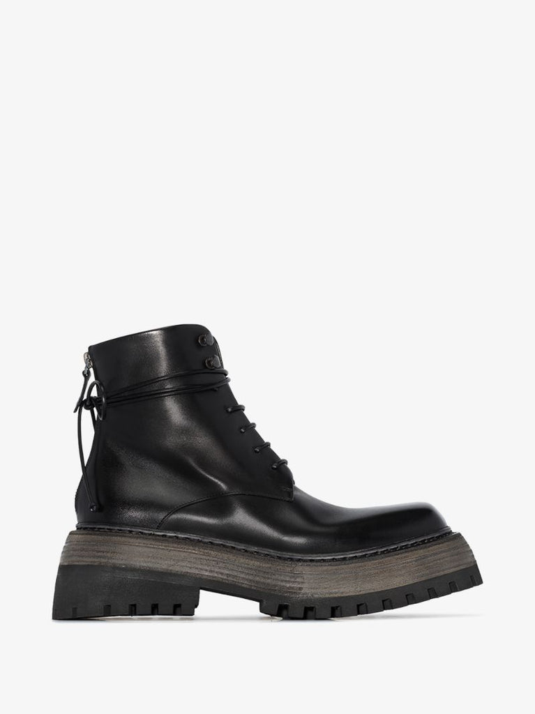 Black Leather Combat Boots