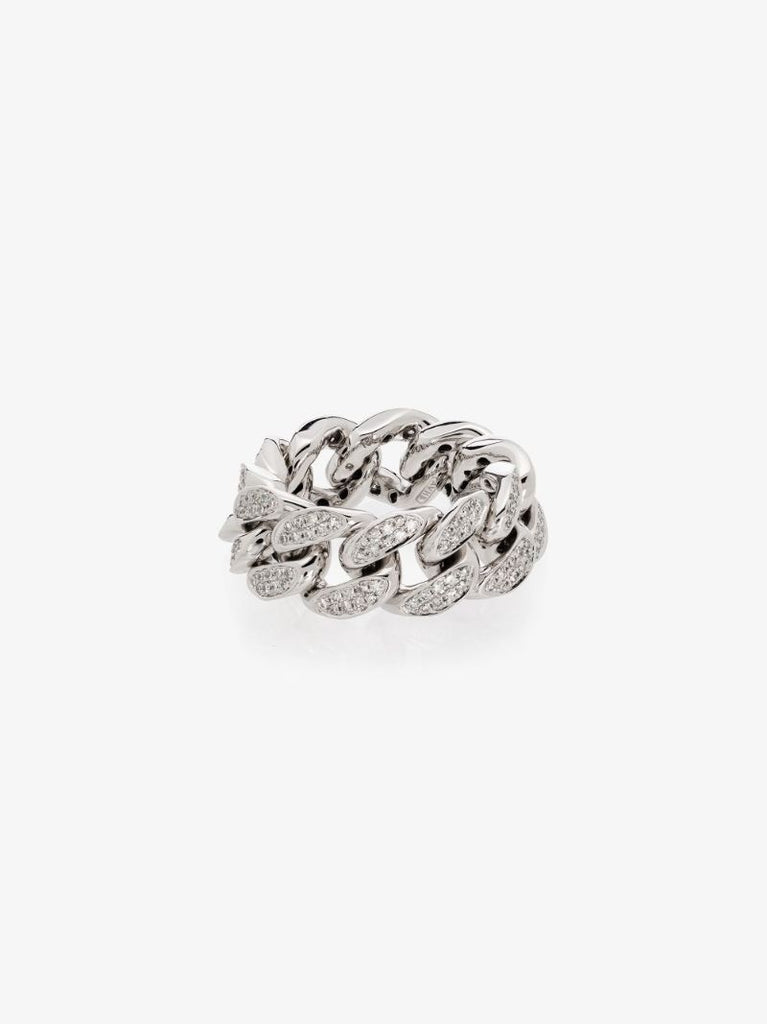 18k White Gold Flat-link Diamond Ring