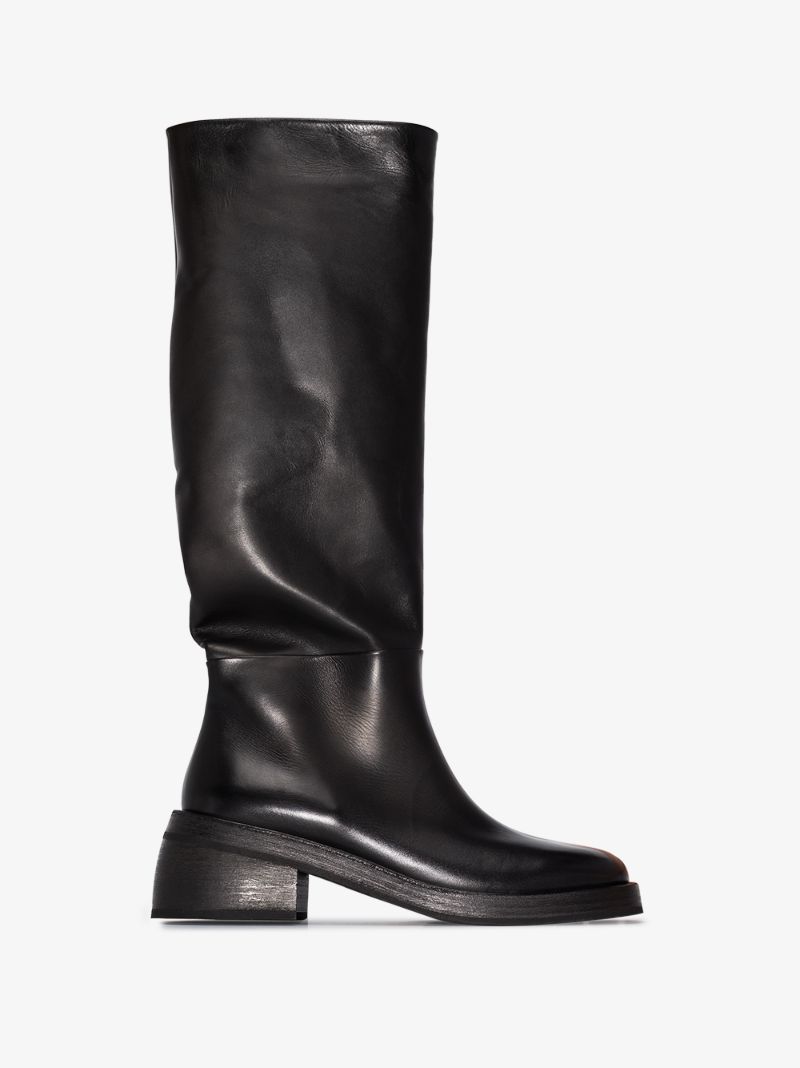 Black Knee-high Leather Boots