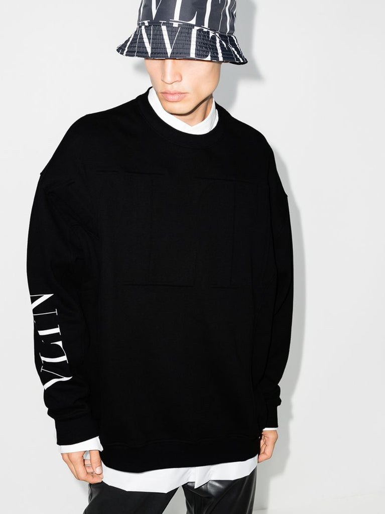 Black Vltn Logo Cotton Sweatshirt