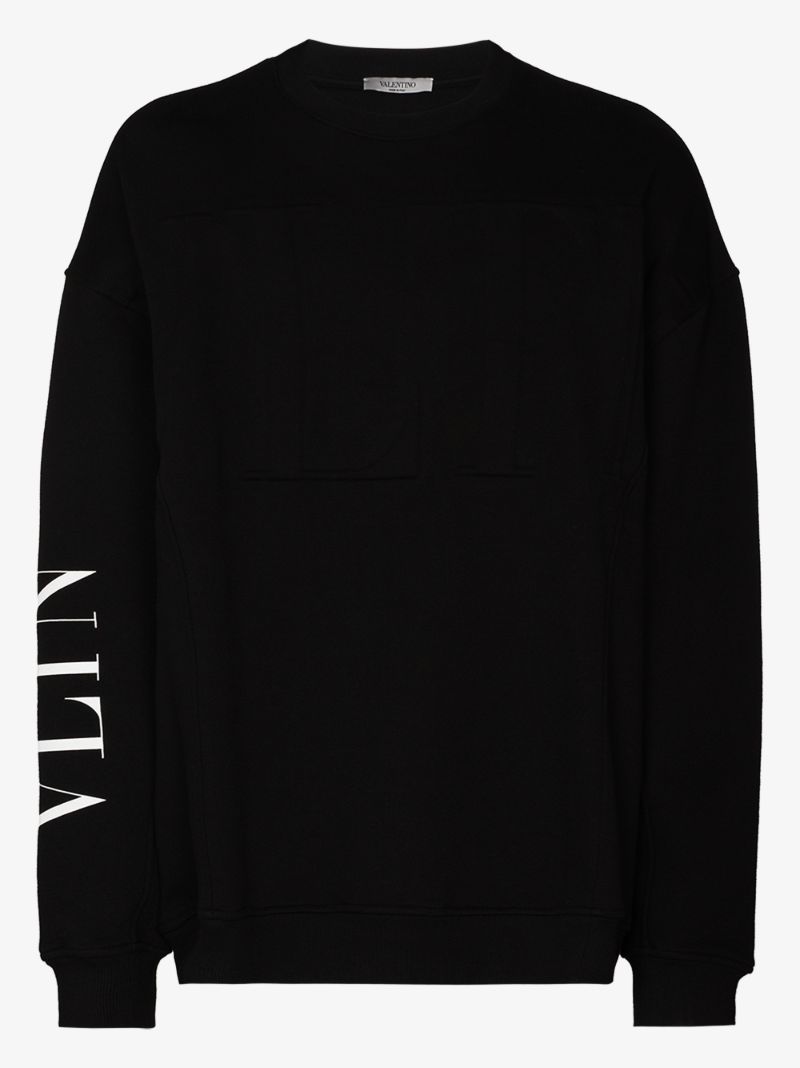Black Vltn Logo Cotton Sweatshirt