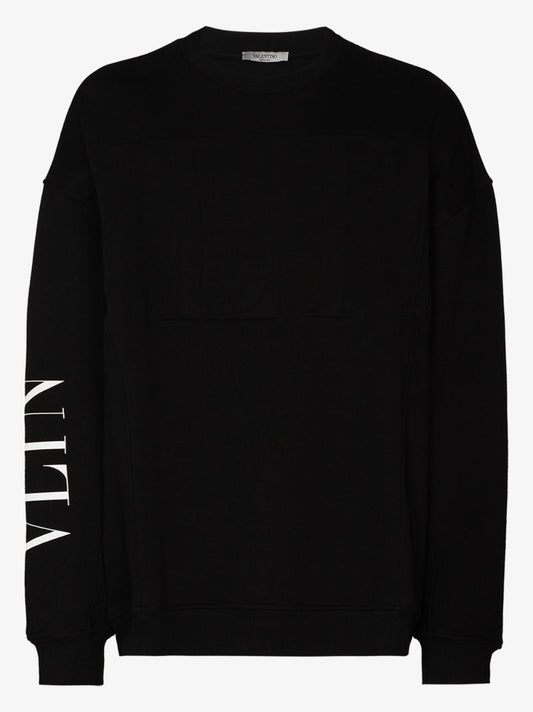 Black Vltn Logo Cotton Sweatshirt