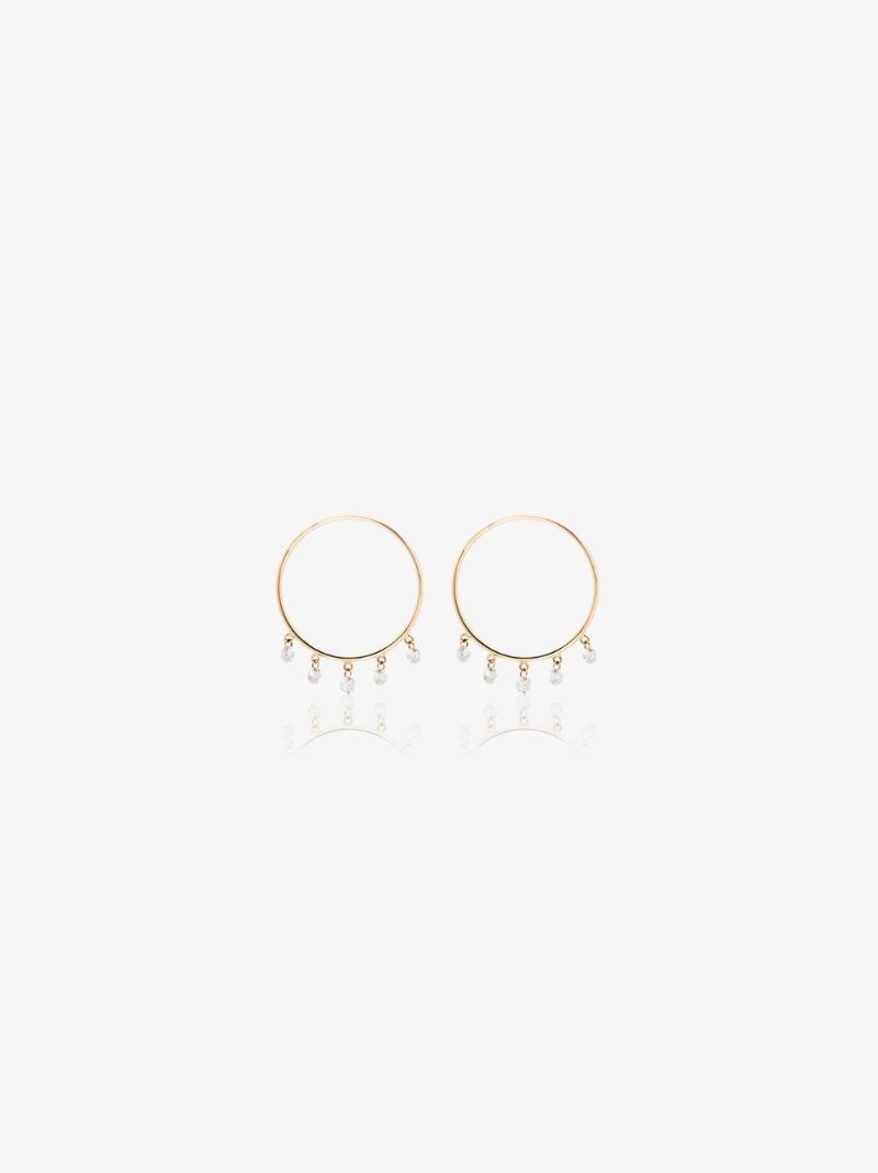18k Yellow Gold Diamond Hoop Earrings