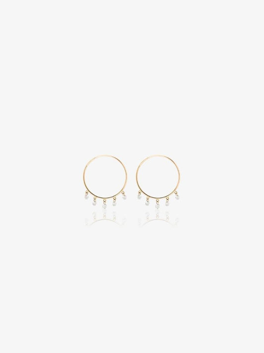 18k Yellow Gold Diamond Hoop Earrings
