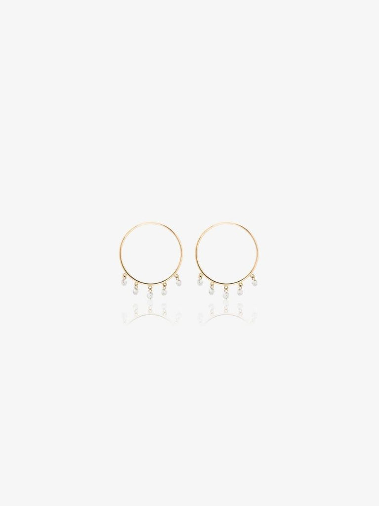 18k Yellow Gold Diamond Hoop Earrings