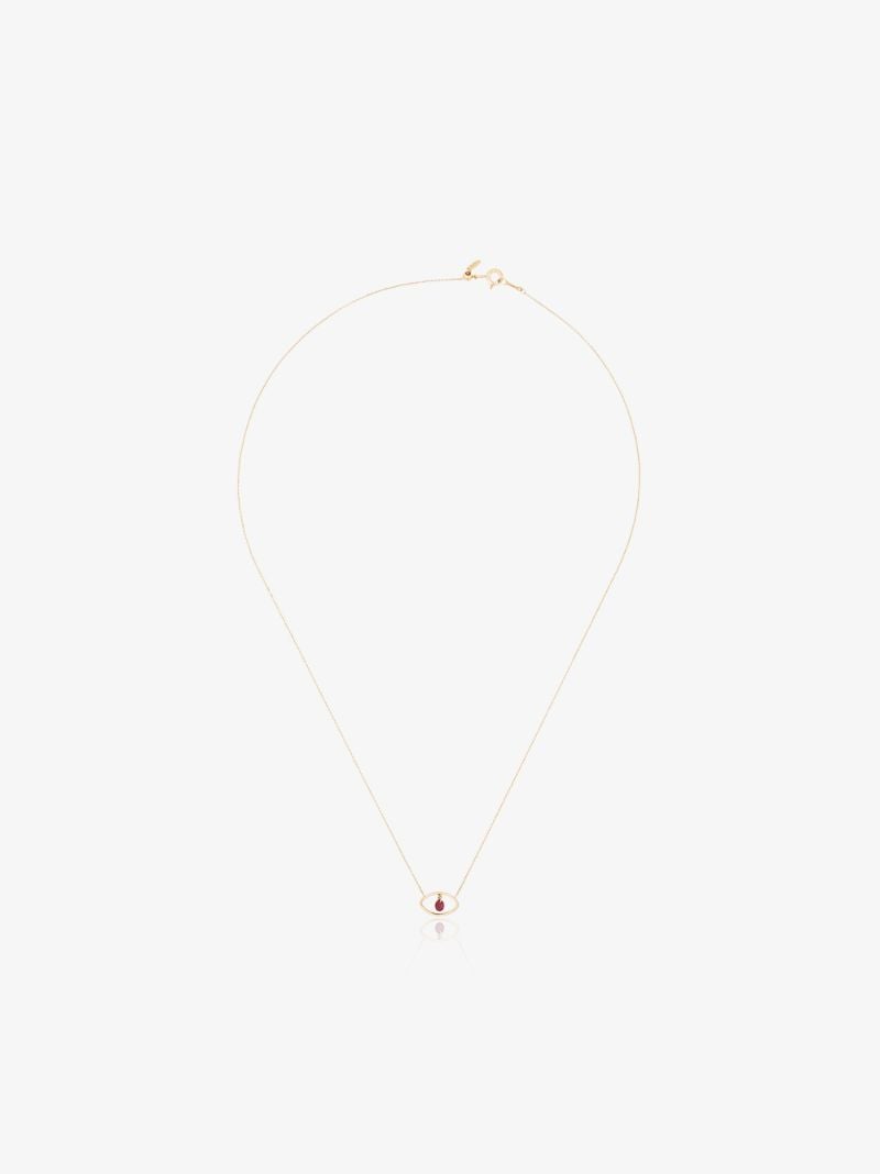 18k Yellow Gold Eye Pendant Ruby Necklace