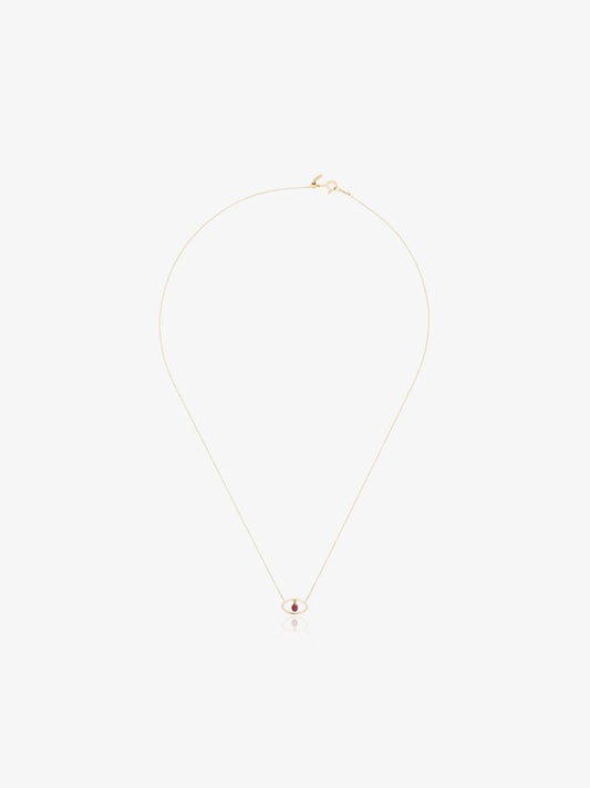 18k Yellow Gold Eye Pendant Ruby Necklace