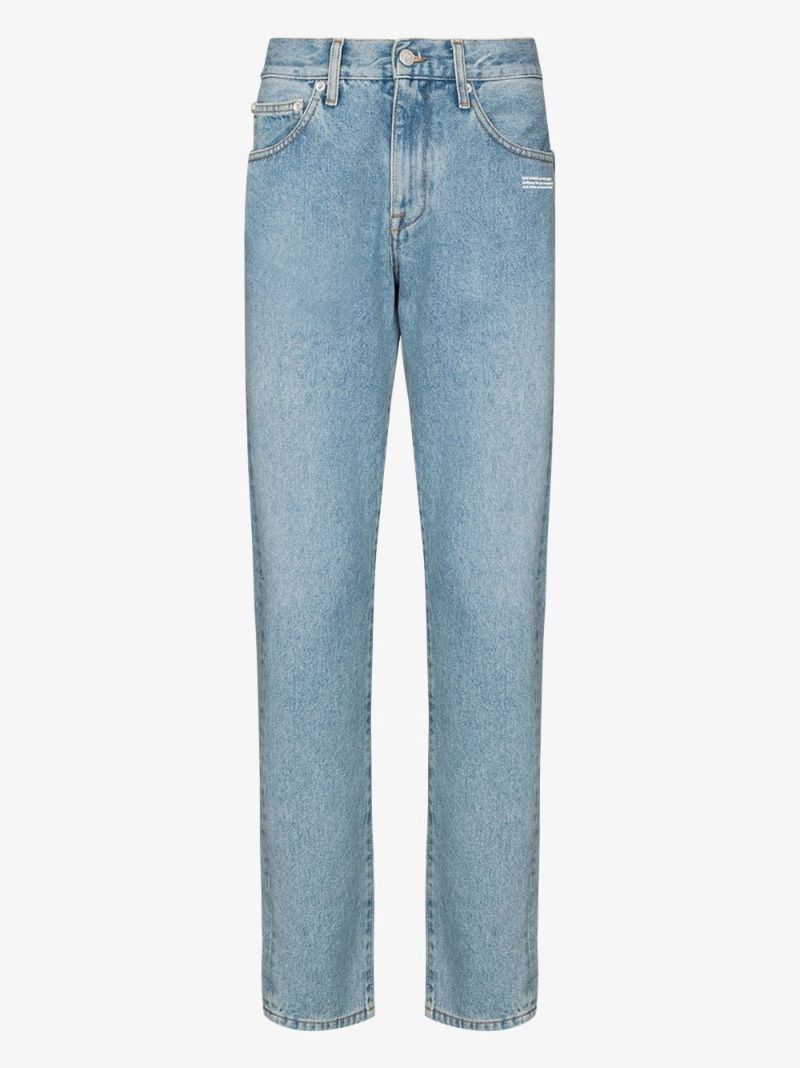 Blue Logo Print Slim Leg Jeans