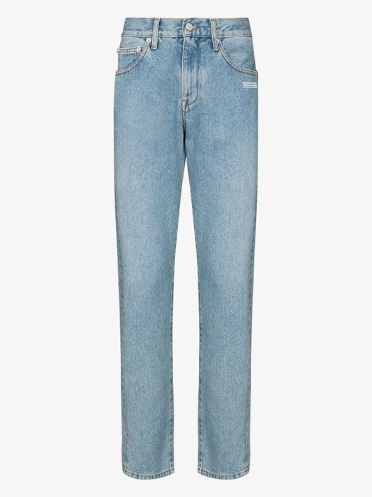 Blue Logo Print Slim Leg Jeans