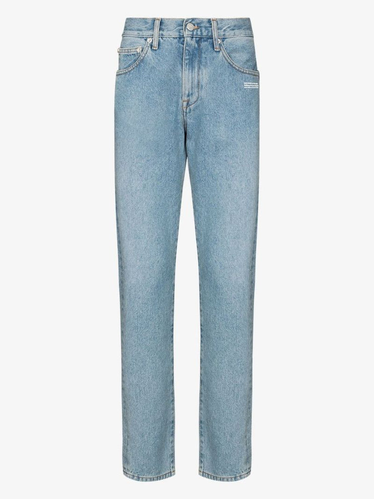 Blue Logo Print Slim Leg Jeans
