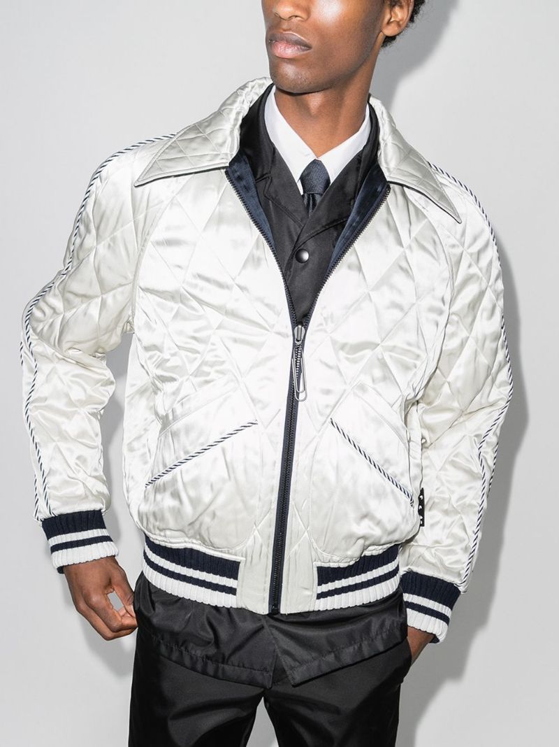 Blue Souvenir Embroidered Reversible Bomber Jacket
