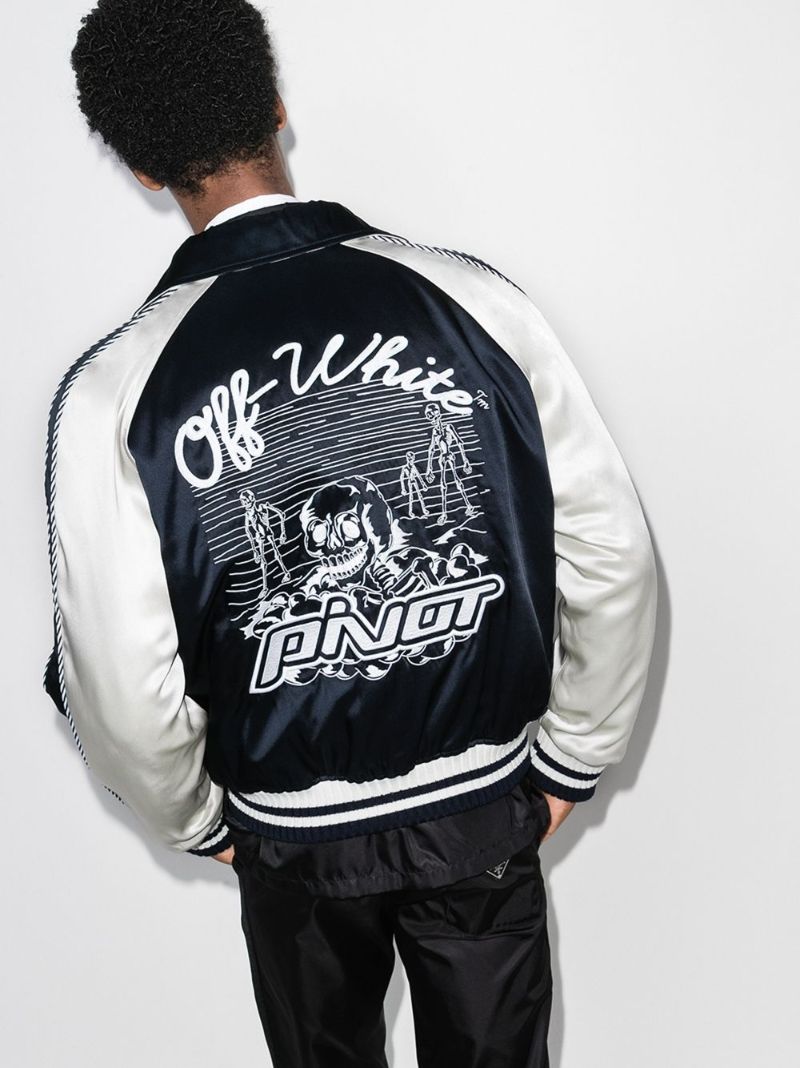 Blue Souvenir Embroidered Reversible Bomber Jacket
