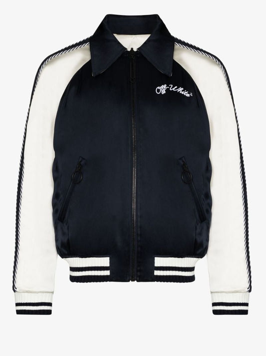 Blue Souvenir Embroidered Reversible Bomber Jacket