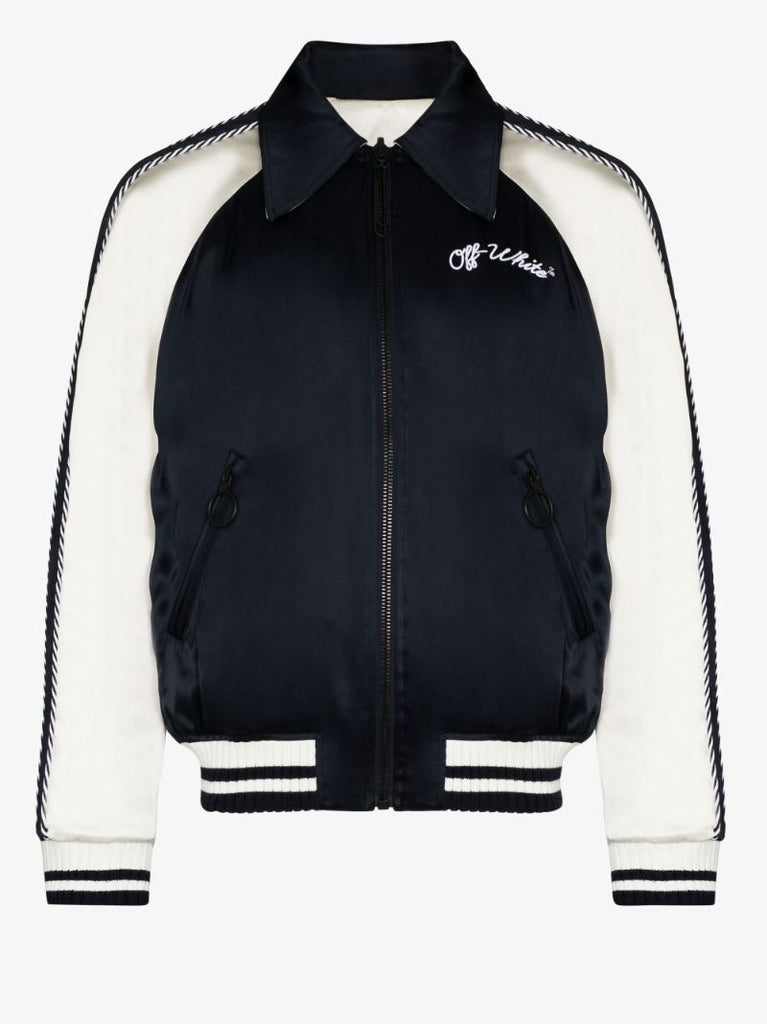 Blue Souvenir Embroidered Reversible Bomber Jacket
