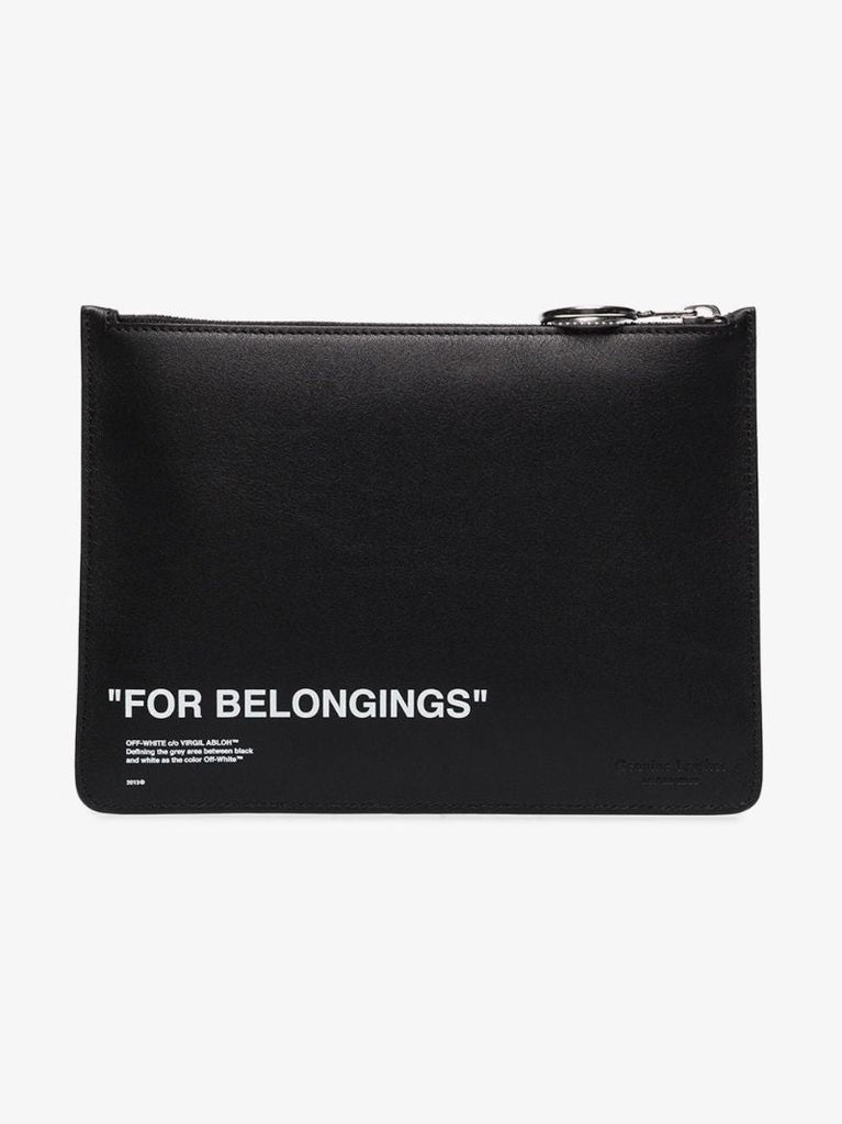 Black Quote Leather Pouch