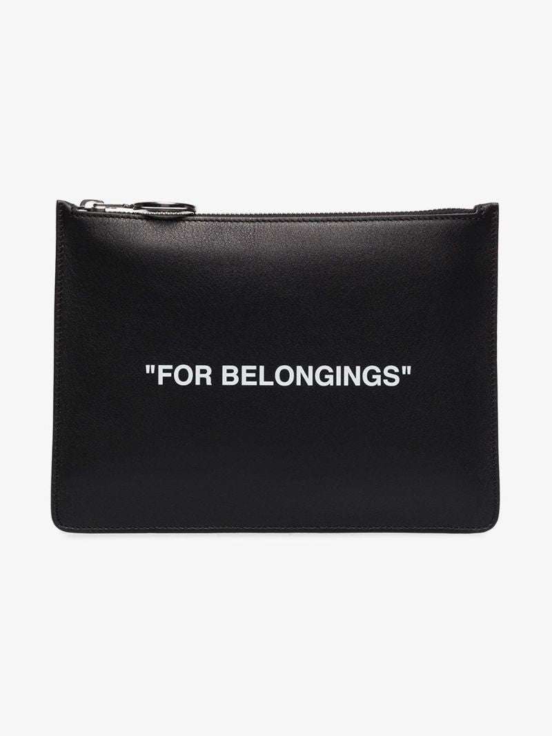 Black Quote Leather Pouch