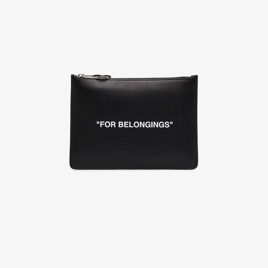 Black Quote Leather Pouch